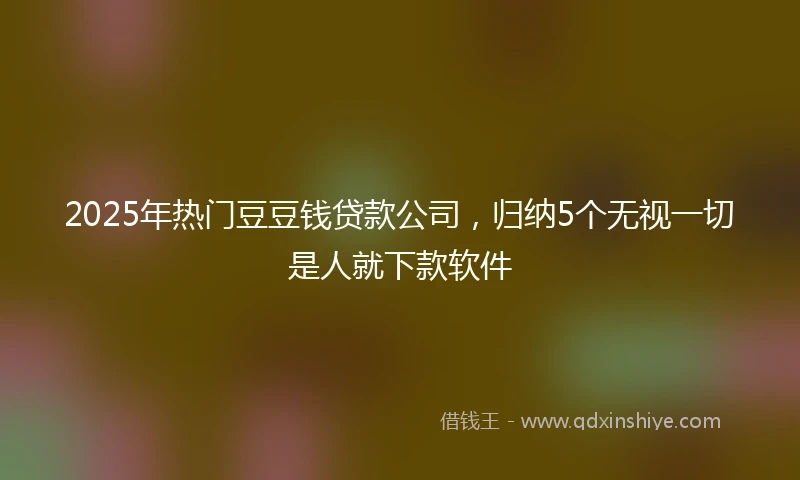 2025年热门豆豆钱贷款公司，归纳5个无视一切是人就下款软件