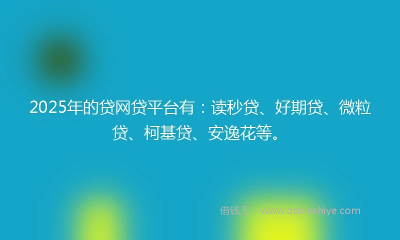 2025年的贷网贷平台有：读秒贷、好期贷、微粒贷、柯基贷、安逸花等。