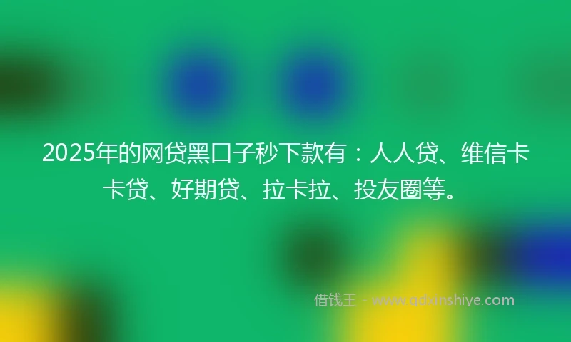 2025年的网贷黑口子秒下款有：人人贷、维信卡卡贷、好期贷、拉卡拉、投友圈等。