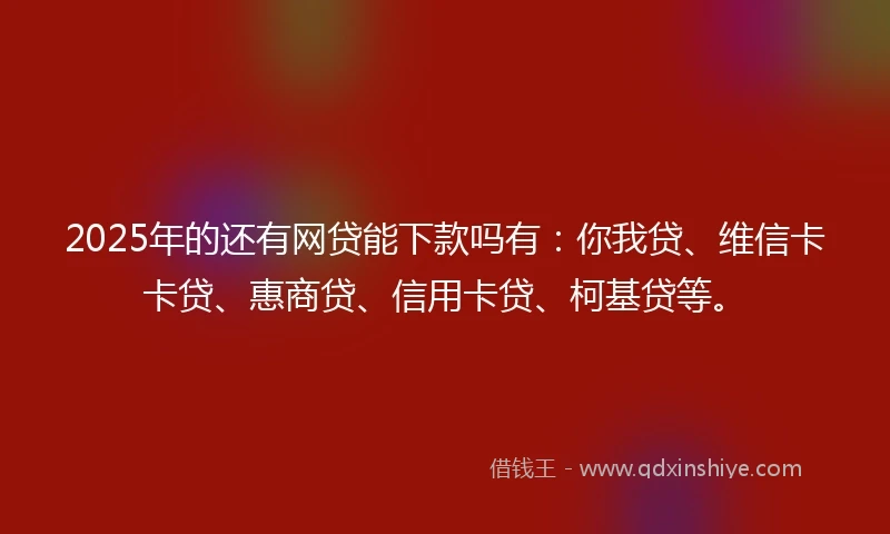 2025年的还有网贷能下款吗有：你我贷、维信卡卡贷、惠商贷、信用卡贷、柯基贷等。