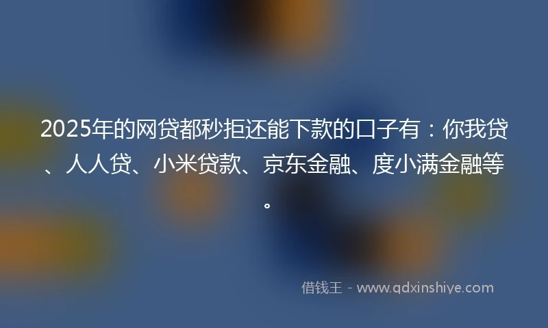 2025年的网贷都秒拒还能下款的口子有：你我贷、人人贷、小米贷款、京东金融、度小满金融等。