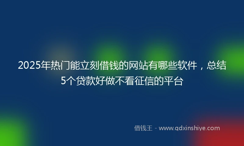 2025年热门能立刻借钱的网站有哪些软件，总结5个贷款好做不看征信的平台