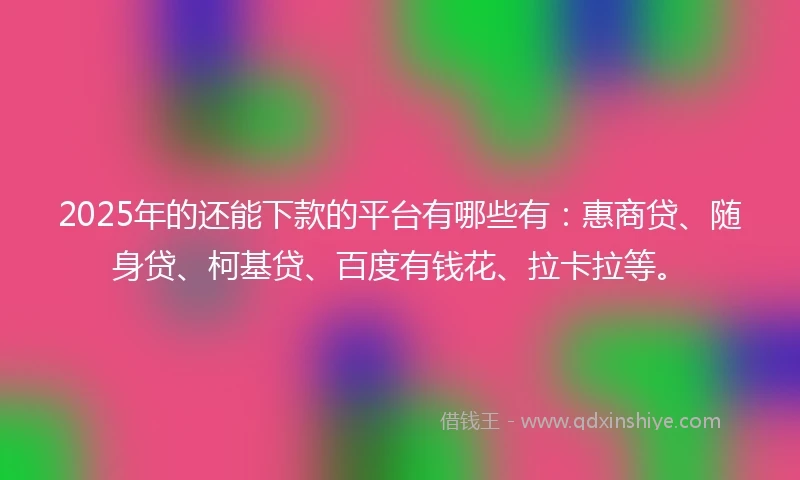 2025年的还能下款的平台有哪些有：惠商贷、随身贷、柯基贷、百度有钱花、拉卡拉等。