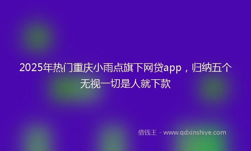2025年热门重庆小雨点旗下网贷app，归纳五个无视一切是人就下款