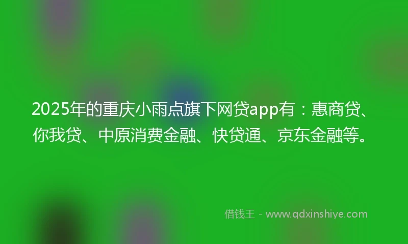 2025年的重庆小雨点旗下网贷app有：惠商贷、你我贷、中原消费金融、快贷通、京东金融等。