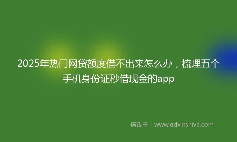 2025年热门网贷额度借不出来怎么办，梳理五个手机身份证秒借现金的app