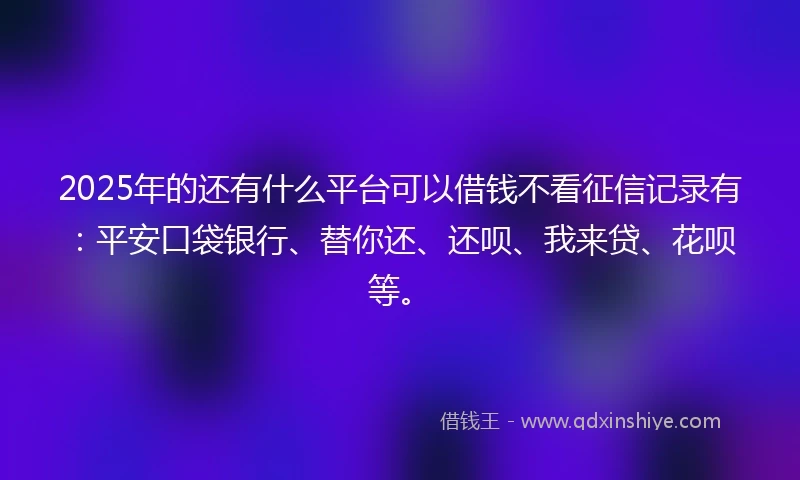 2025年的还有什么平台可以借钱不看征信记录有：平安口袋银行、替你还、还呗、我来贷、花呗等。