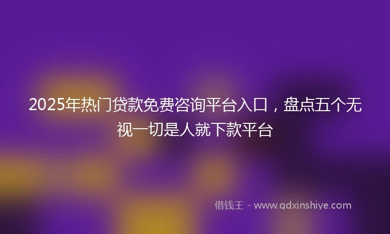 2025年热门贷款免费咨询平台入口，盘点五个无视一切是人就下款平台