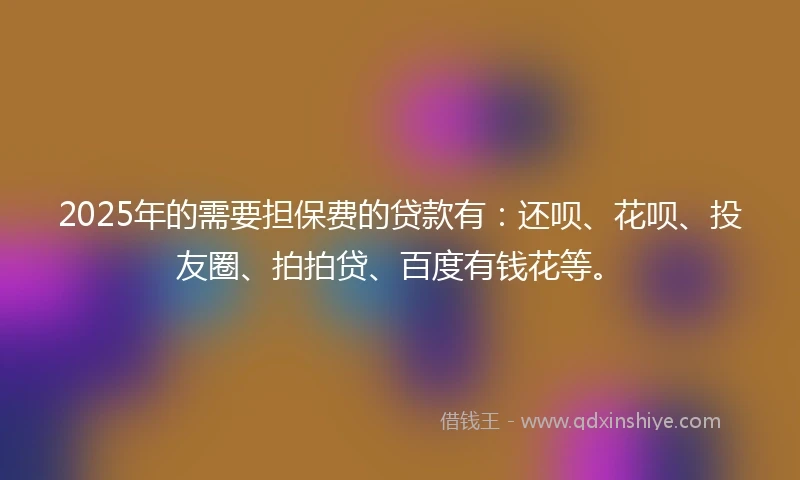 2025年的需要担保费的贷款有：还呗、花呗、投友圈、拍拍贷、百度有钱花等。