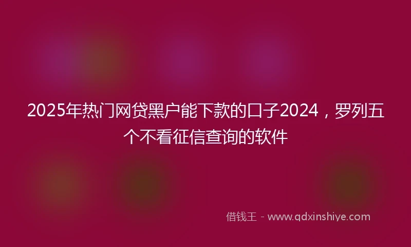 2025年热门网贷黑户能下款的口子2024，罗列五个不看征信查询的软件