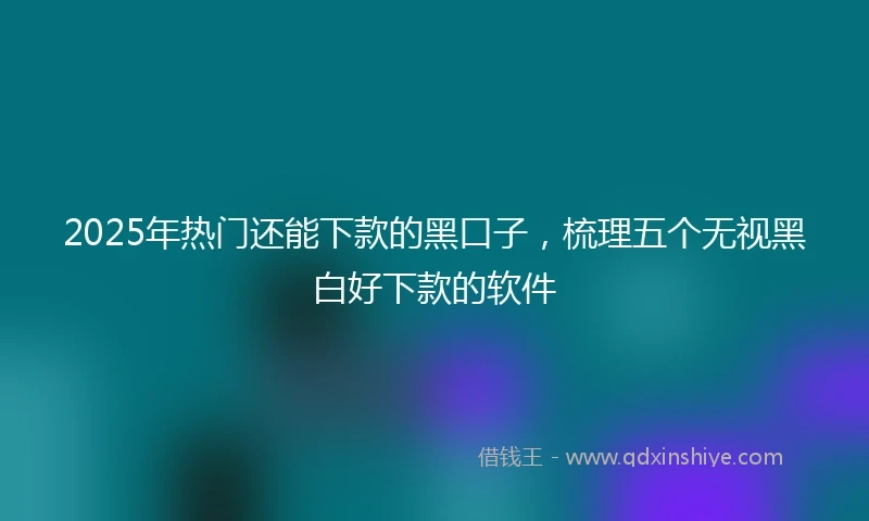 2025年热门还能下款的黑口子，梳理五个无视黑白好下款的软件
