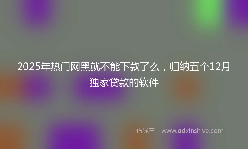 2025年热门网黑就不能下款了么，归纳五个12月独家贷款的软件