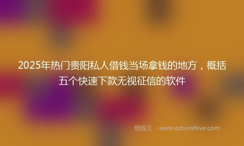 2025年热门贵阳私人借钱当场拿钱的地方，概括五个快速下款无视征信的软件