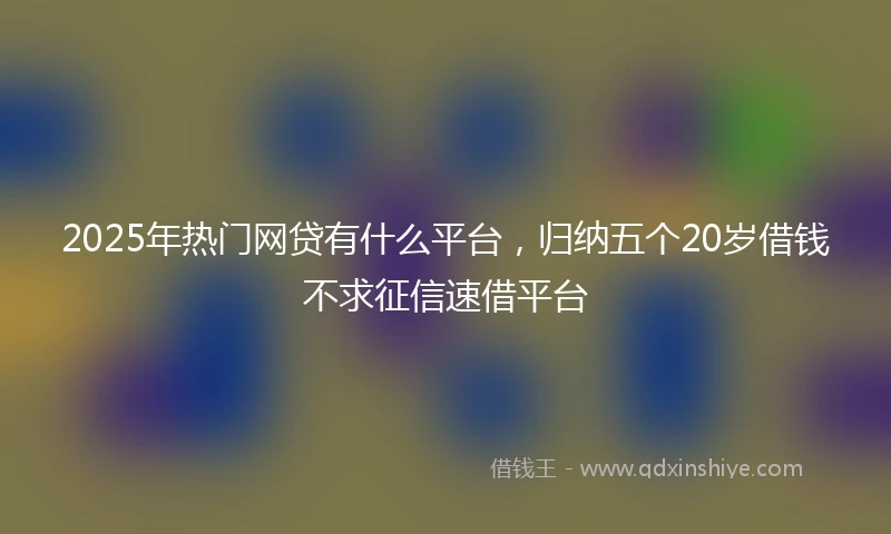 2025年热门网贷有什么平台，归纳五个20岁借钱不求征信速借平台