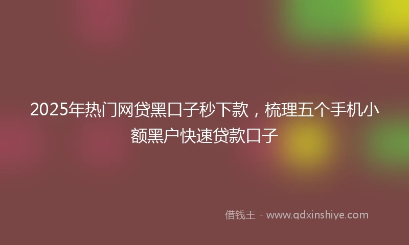 2025年热门网贷黑口子秒下款，梳理五个手机小额黑户快速贷款口子