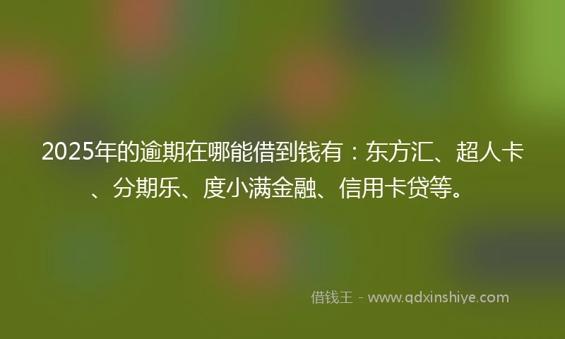 2025年的逾期在哪能借到钱有:东方汇、超人卡、分期乐、度小满金融、信用卡贷等。