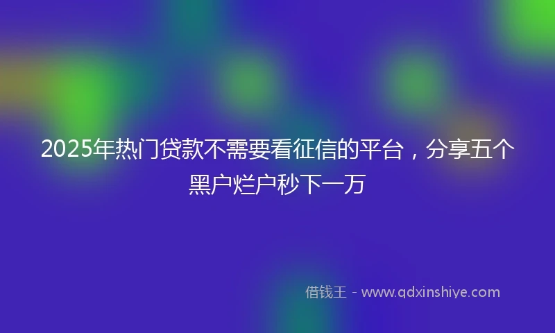 2025年热门贷款不需要看征信的平台，分享五个黑户烂户秒下一万
