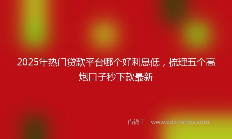 2025年热门贷款平台哪个好利息低，梳理五个高炮口子秒下款最新