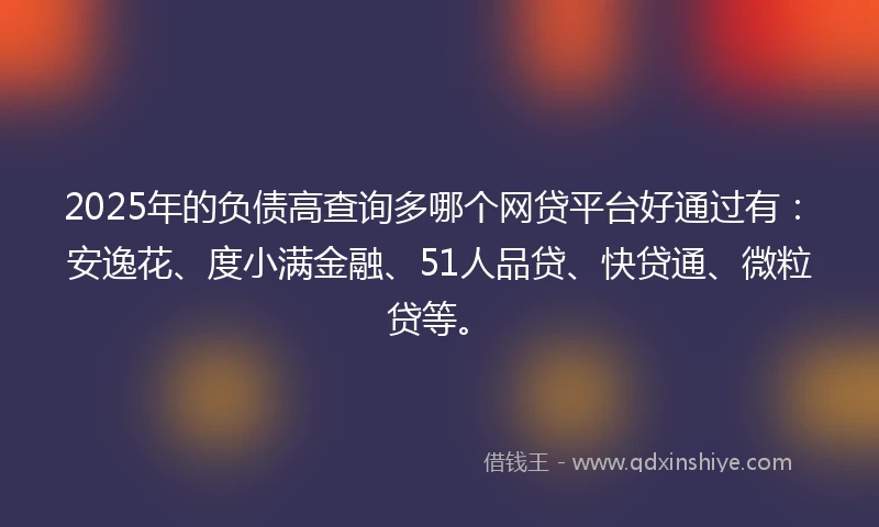 2025年的负债高查询多哪个网贷平台好通过有：安逸花、度小满金融、51人品贷、快贷通、微粒贷等。