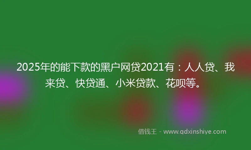 2025年的能下款的黑户网贷2021有：人人贷、我来贷、快贷通、小米贷款、花呗等。