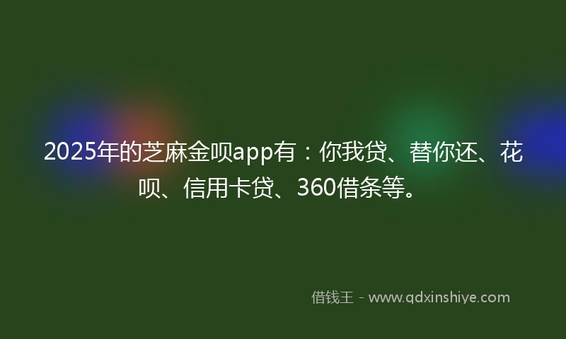 2025年的芝麻金呗app有：你我贷、替你还、花呗、信用卡贷、360借条等。
