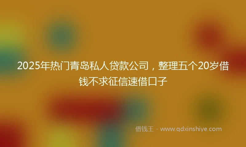 2025年热门青岛私人贷款公司，整理五个20岁借钱不求征信速借口子