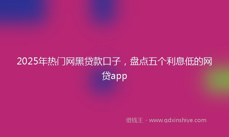 2025年热门网黑贷款口子，盘点五个利息低的网贷app