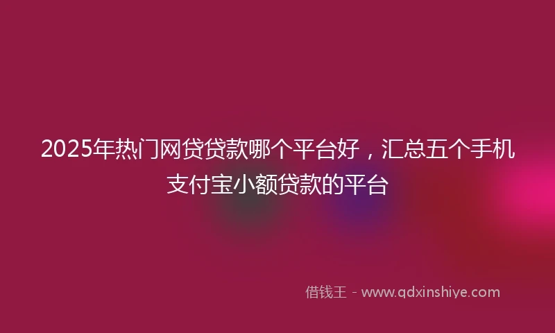 2025年热门网贷贷款哪个平台好，汇总五个手机支付宝小额贷款的平台