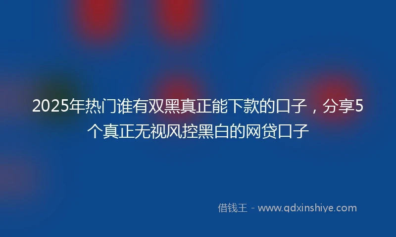 2025年热门谁有双黑真正能下款的口子，分享5个真正无视风控黑白的网贷口子