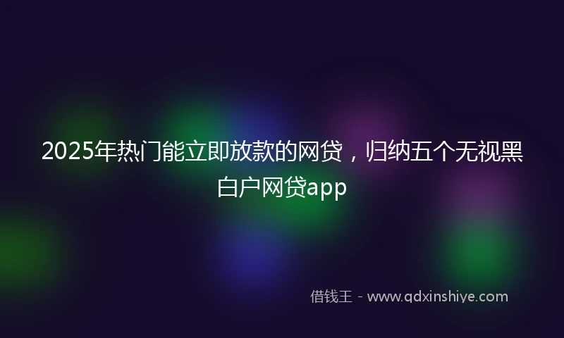 2025年热门能立即放款的网贷，归纳五个无视黑白户网贷app