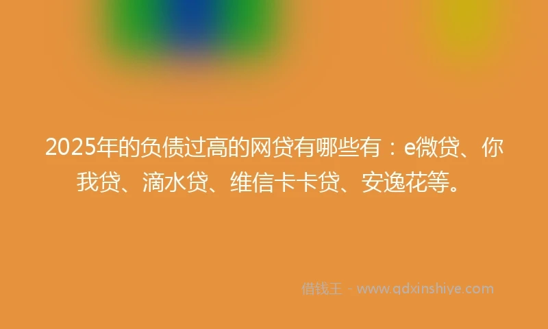 2025年的负债过高的网贷有哪些有：e微贷、你我贷、滴水贷、维信卡卡贷、安逸花等。