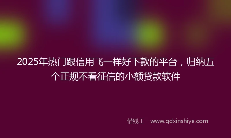 2025年热门跟信用飞一样好下款的平台，归纳五个正规不看征信的小额贷款软件
