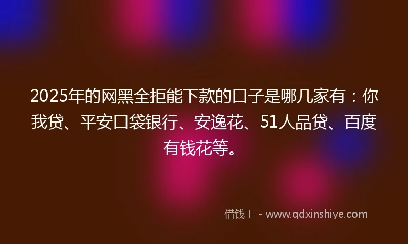 2025年的网黑全拒能下款的口子是哪几家有：你我贷、平安口袋银行、安逸花、51人品贷、百度有钱花等。