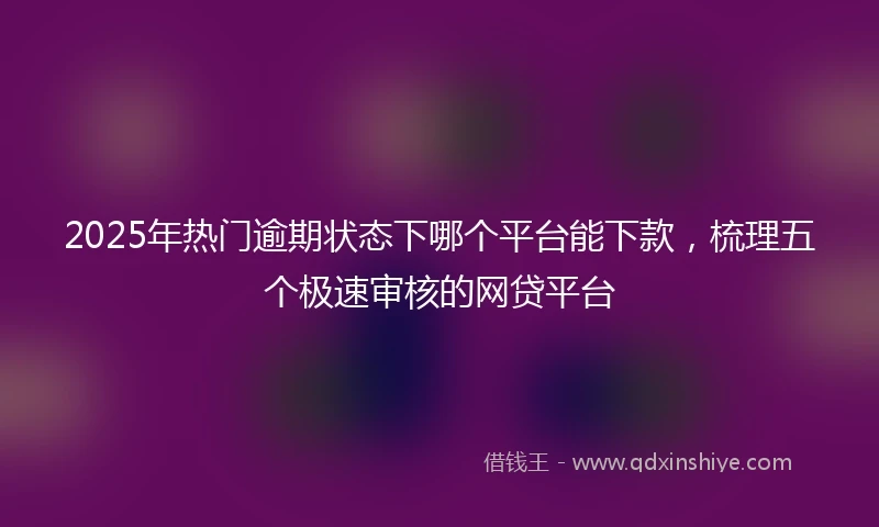 2025年热门逾期状态下哪个平台能下款，梳理五个极速审核的网贷平台
