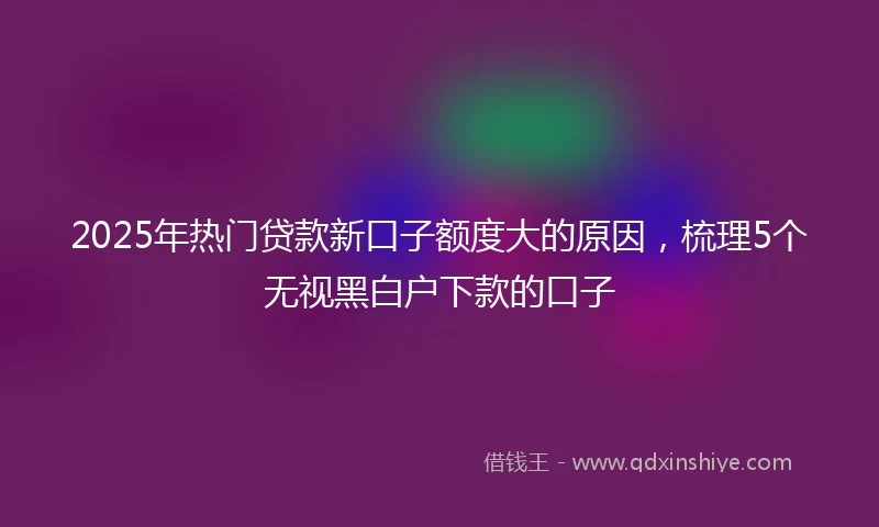 2025年热门贷款新口子额度大的原因，梳理5个无视黑白户下款的口子