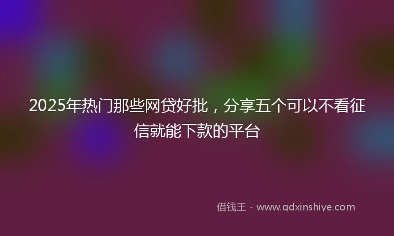 2025年热门那些网贷好批，分享五个可以不看征信就能下款的平台