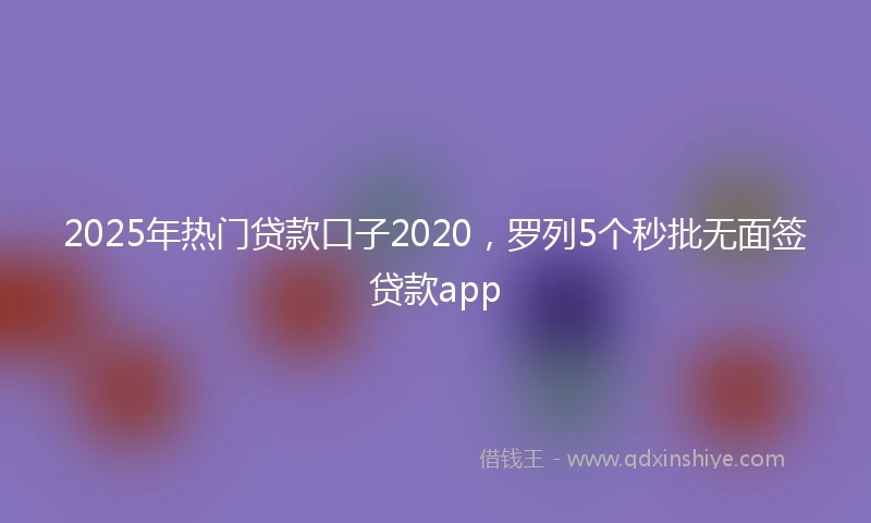 2025年热门贷款口子2020，罗列5个秒批无面签贷款app