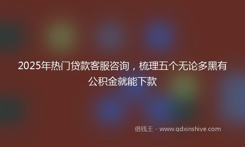 2025年热门贷款客服咨询，梳理五个无论多黑有公积金就能下款