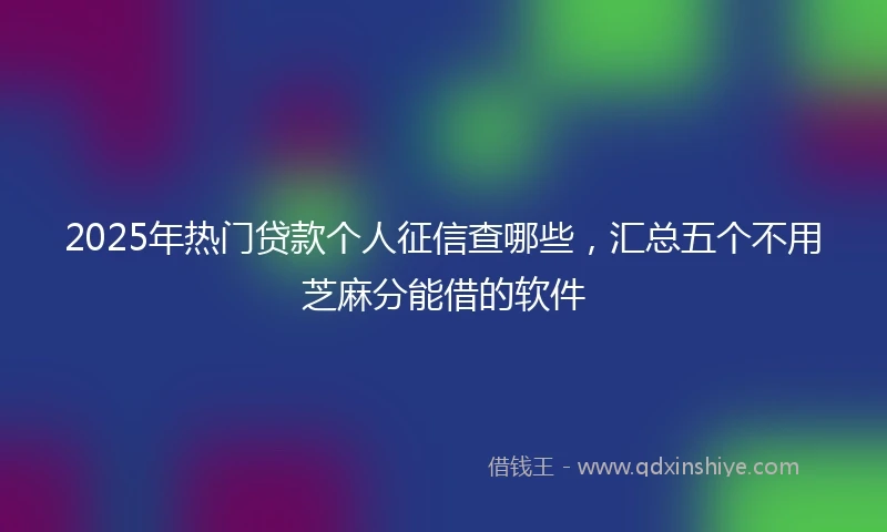 2025年热门贷款个人征信查哪些，汇总五个不用芝麻分能借的软件