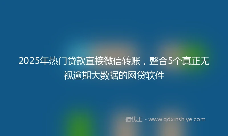 2025年热门贷款直接微信转账，整合5个真正无视逾期大数据的网贷软件