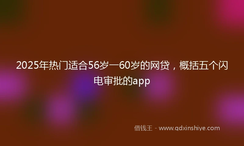 2025年热门适合56岁一60岁的网贷，概括五个闪电审批的app