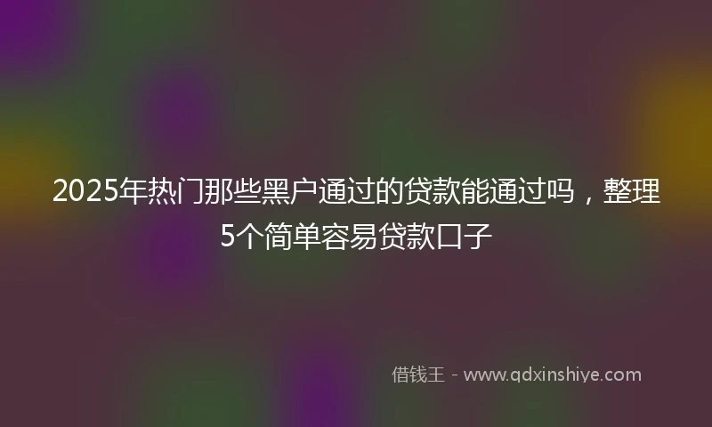 2025年热门那些黑户通过的贷款能通过吗，整理5个简单容易贷款口子