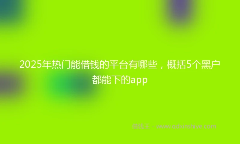 2025年热门能借钱的平台有哪些，概括5个黑户都能下的app