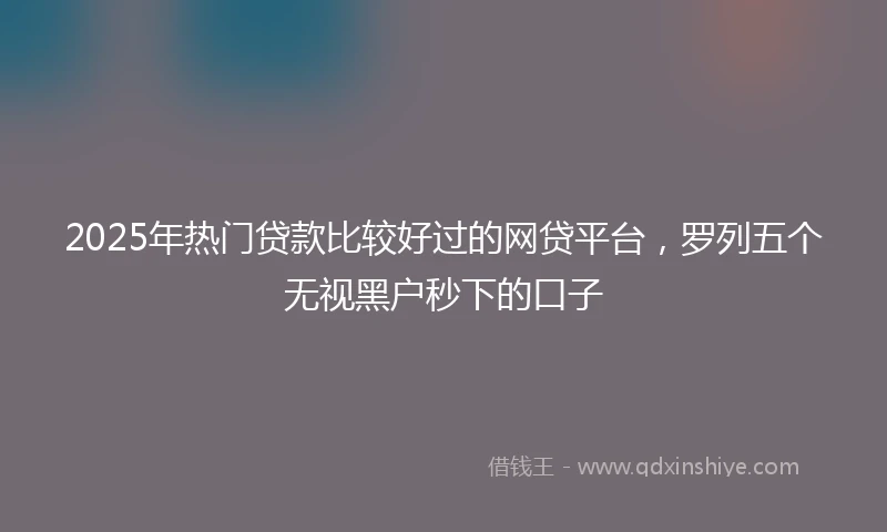 2025年热门贷款比较好过的网贷平台，罗列五个无视黑户秒下的口子