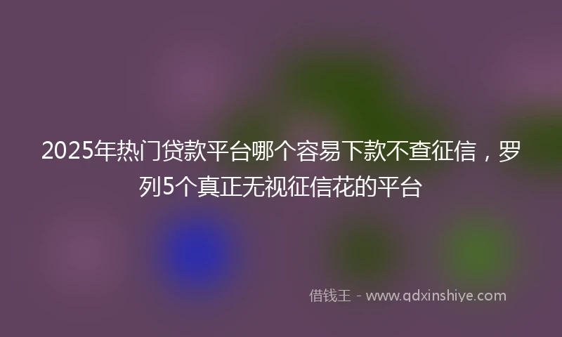 2025年热门贷款平台哪个容易下款不查征信，罗列5个真正无视征信花的平台