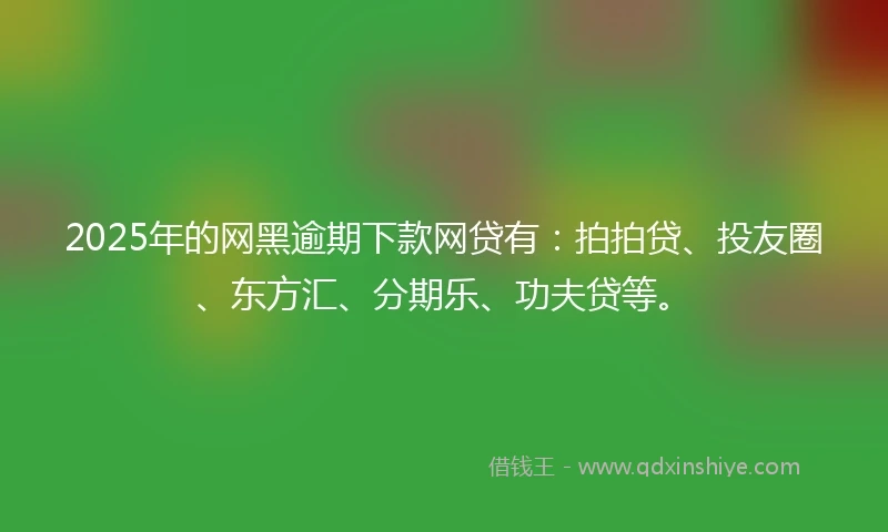 2025年的网黑逾期下款网贷有：拍拍贷、投友圈、东方汇、分期乐、功夫贷等。