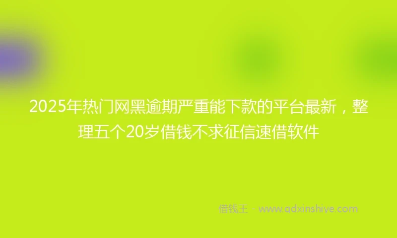 2025年热门网黑逾期严重能下款的平台最新，整理五个20岁借钱不求征信速借软件