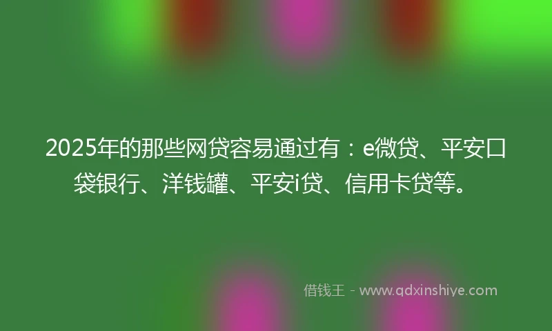 2025年的那些网贷容易通过有：e微贷、平安口袋银行、洋钱罐、平安i贷、信用卡贷等。