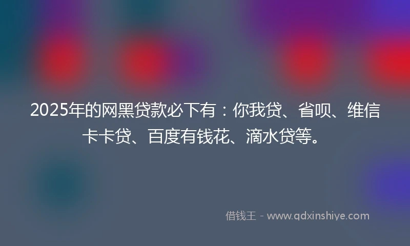 2025年的网黑贷款必下有：你我贷、省呗、维信卡卡贷、百度有钱花、滴水贷等。