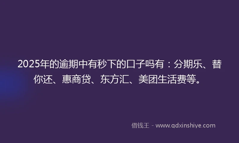 2025年的逾期中有秒下的口子吗有：分期乐、替你还、惠商贷、东方汇、美团生活费等。
